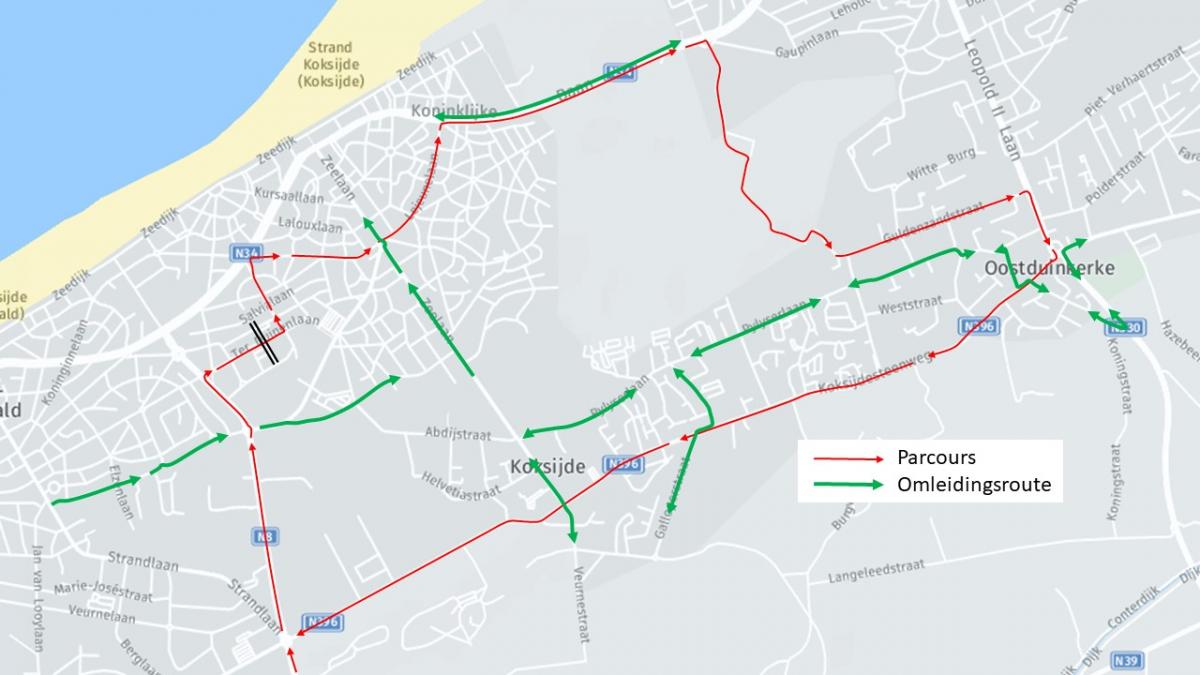 Parcours Bredene Koksijde Classic plaatselijke ronden in Koksijde