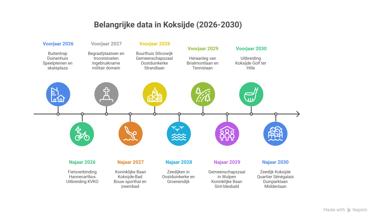 De komende 6 jaar komt er heel wat moois naar Koksijde. Een gloednieuw zwembad, opgefriste straten, groene natuurgebieden en veilige fietsroutes. Het nieuwe meerjarenplan 2026-2031 zet een investeringsturbo in werking. 